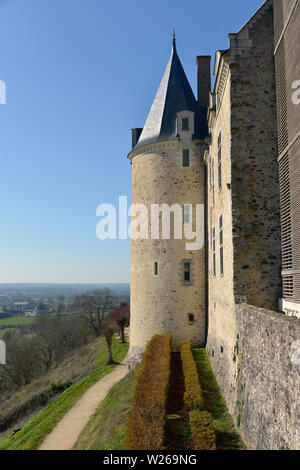 Keep of castle at Sainte-Suzanne, ranked one the most beautiful villages, fortified town in the Mayenne department, Pays-de-la-Loire region Stock Photo