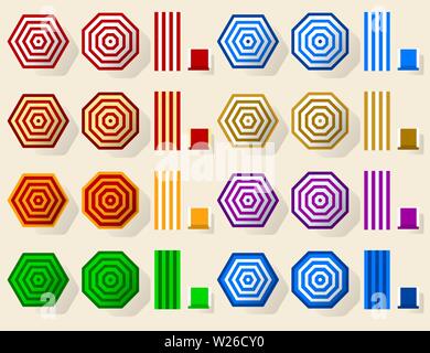 Beach vector illustration. Umbrella beach set icon. Geometric, simple and flat. Stock Vector