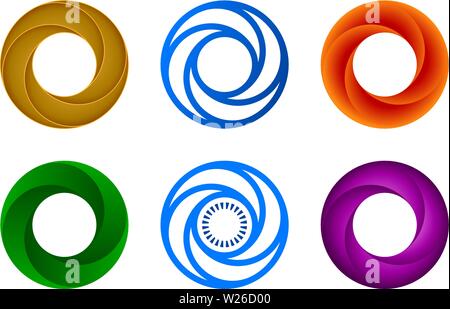 Circular vector illustration. Six eyes set icon. Geometric, simple and flat. Stock Vector