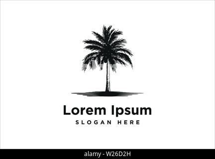 Hand drawn palm trees on island Logo Inspiration isolated on white background Stock Vector