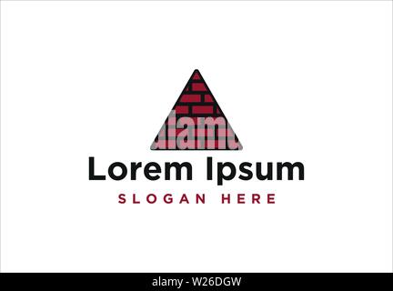 triangle, red brick Logo Inspiration isolated on white background Stock Vector