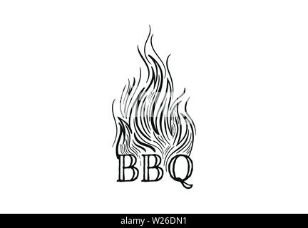 fire flames, bbq logo design Stock Vector
