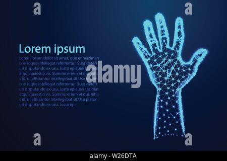 Open arms / offering / Welcome . Abstract Low Poly. Wireframe design. From connecting dot and line. Vector Illustration Stock Vector