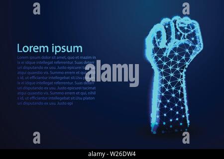 hands clenched, Voting Right. Abstract Low Poly. Wireframe design. From connecting dot and line. Vector Illustration Stock Vector