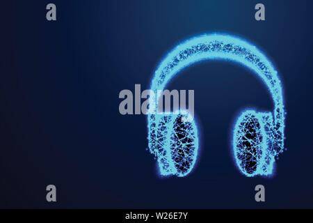 Headphone for support or service. Abstract low poly wireframe design. Vector illustration Stock Vector