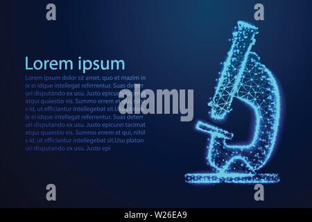 laboratory microscope. Chemical tools concept. Abstract wireframe design. From connecting dot and line. Vector Illustration Stock Vector