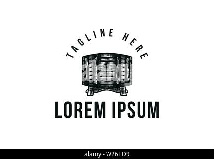 Vintage barrel of beer, hand drawn logo illustration Stock Vector