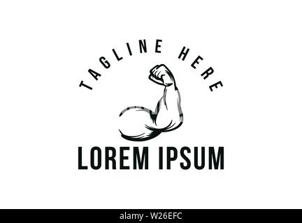 hand drawn Flexed Biceps. Biceps muscle logo Stock Vector