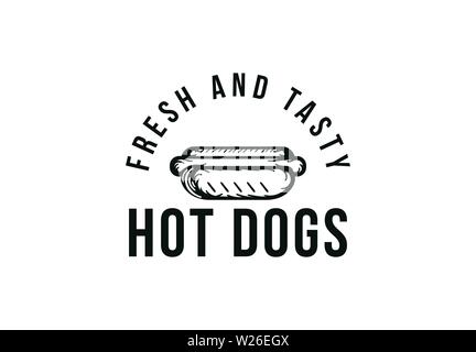 hot dog vector logo, fast food, junk food. vintage vector illustration Stock Vector