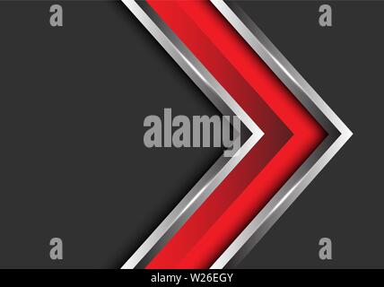 Abstract red silver arrow direction on grey blank space design modern futuristic background vector illustration. Stock Vector