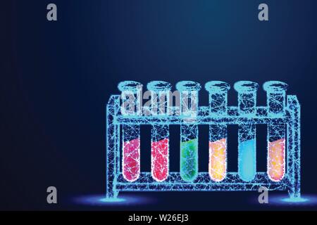 Modern laboratory concept, glassware or beaker. Abstract designs from connecting dot and line. vector illustration Stock Vector