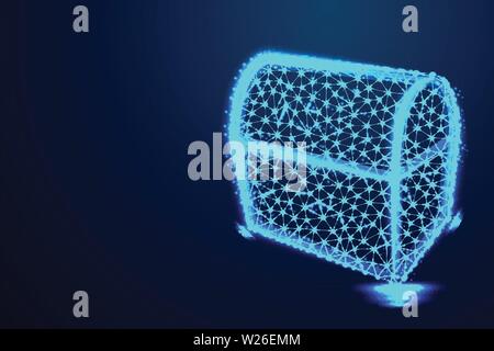 chest, treasure. Abstract Low poly wireframe design. Stock Vector