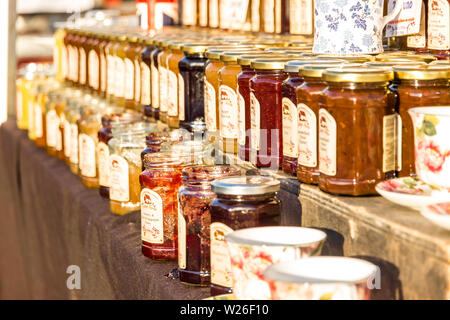 Follonica, Italy - March 23, 2019: market stall at 'Squares of Europe' fair in a sunny spring afternoon Stock Photo