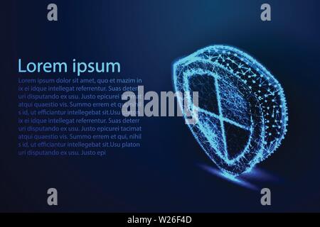 Abstract low poly, Triangle, dot, line, polygon. Shine blue background, Vector illustration Stock Vector