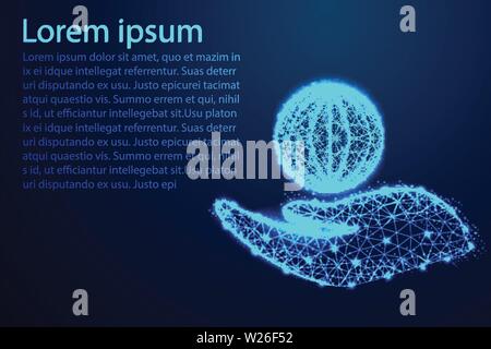 Hand holding the Earth, Abstract Low poly vector illustration Stock Vector