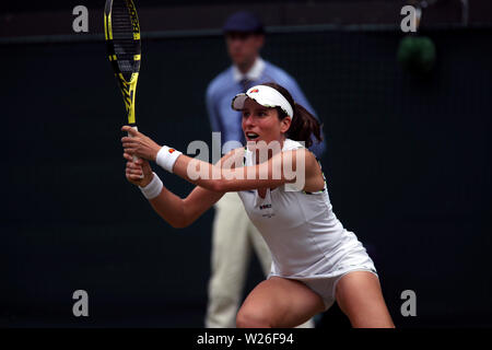 Wimbledon, 6 July 2019 - Johanna Konta of Great Britain during her victory over American Sloane Stephens in the third round match  at Wimbledon. Credit: Adam Stoltman/Alamy Live News Stock Photo