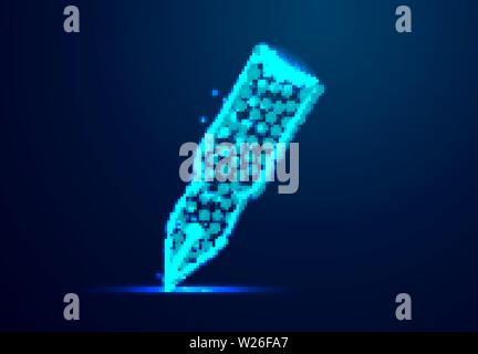 Pen, writing. Connection and disconnection concept. lines, triangles and particle style design. Illustration vector Stock Vector