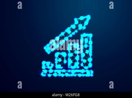 Business up. diagram up. Abstract low poly, Triangle, dot, line, polygon. Shine blue background, Vector illustration Stock Vector
