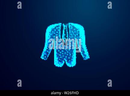 Tuxedo, Business man cloth. Abstract low poly, Triangle, dot, line, polygon. Shine blue background, Vector illustration Stock Vector