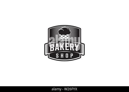 Cupcake label, Vintage bakery logo Stock Vector