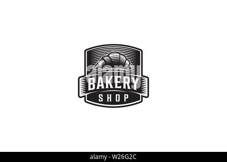 Pastries, Vintage Hipster Bakery Logo Stock Vector