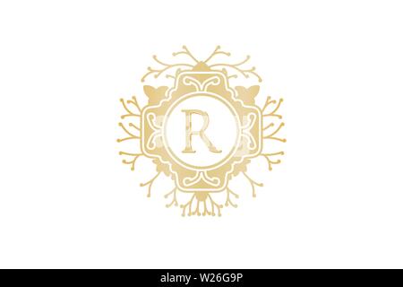 Letter R Initial Logo For Wedding, Boutique, Luxury Element, Vector Illustration Stock Vector