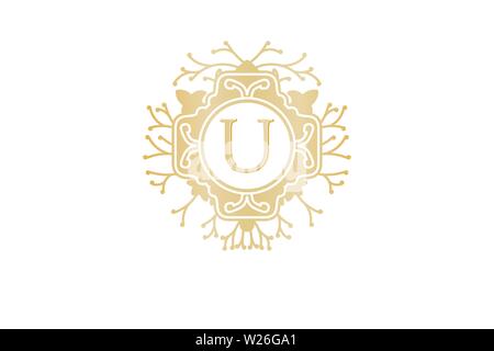 Letter U Initial Logo For Wedding, Boutique, Luxury Element, Vector Illustration Stock Vector