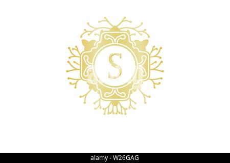 Letter S Initial Logo For Wedding, Boutique, Luxury Element, Vector Illustration Stock Vector