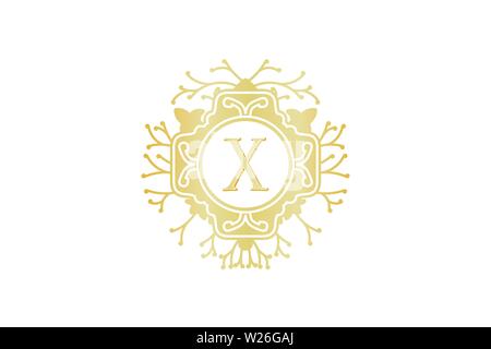 Letter X Initial Logo For Wedding, Boutique, Luxury Element, Vector Illustration Stock Vector
