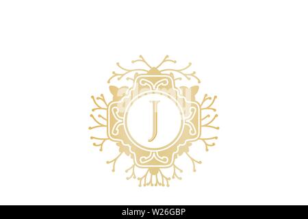 Initial J, Wedding boutique Logo Designs Inspiration Isolated on White Background Stock Vector