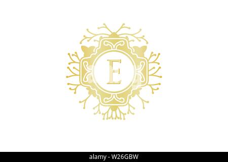 Initial E, Wedding boutique Logo Designs Inspiration Isolated on White Background Stock Vector
