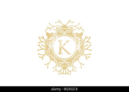 Initial K, Wedding boutique Logo Designs Inspiration Isolated on White Background Stock Vector