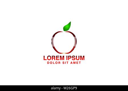 Red Apple Logo Designs Inspiration Isolated on White Background Stock Vector