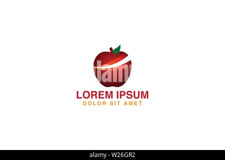 Red Apple Logo Designs Inspiration Isolated on White Background Stock Vector