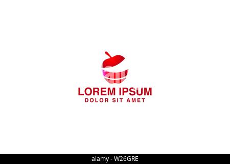 Red Apple Logo Designs Inspiration Isolated on White Background Stock Vector
