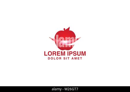 Red Apple Logo Designs Inspiration Isolated on White Background Stock Vector