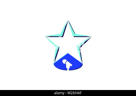 Star And microphone Logo Designs Inspiration Isolated on White Background Stock Vector