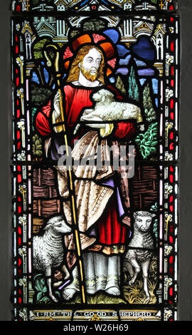 Stained Glass Window depicting Jesus as 'The Good Shepherd' Stock Photo