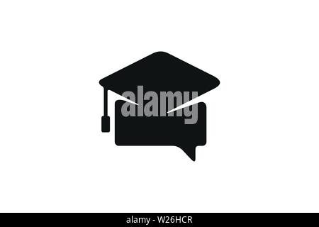 Chat, Graduation Cap Logo Designs Inspiration Isolated on White Background Stock Vector