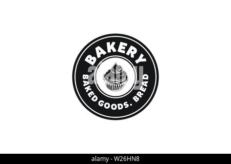 Rounded Label, Cupcake, Bakery logo Stock Vector