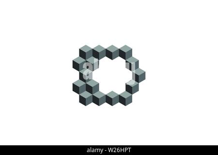 Letter D From Cube Logo Designs Inspiration Isolated on White Background Stock Vector