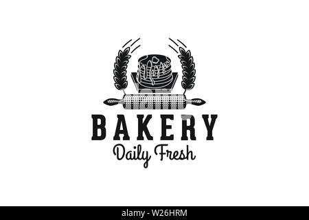 Cupcake, rolling pin, Bakery Logo Stock Vector