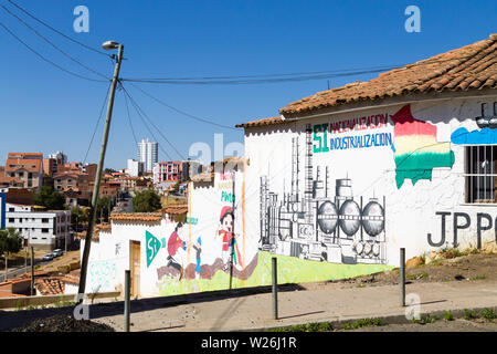 Street art from Sucre, Bolivia. Bolivian town Stock Photo