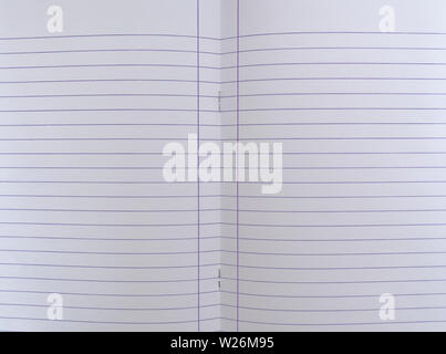 Isolated open blank  notebook with lined papers. Stock Photo