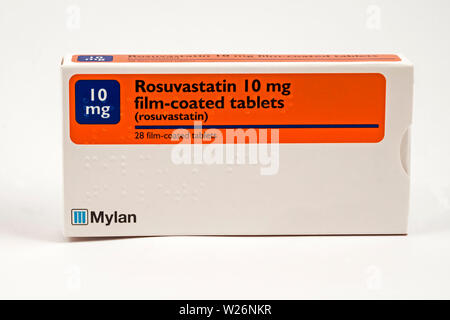 Rosuvastatin, a statin medicine to lower cholesterol. Also sold under the trade name Crestor. Stock Photo