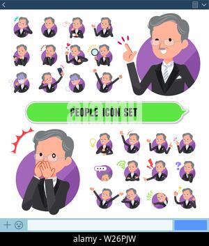 A set of men wearing a morning coat with expresses various emotions on the SNS screen.There are variations of emotions such as joy and sadness.It's ve Stock Vector