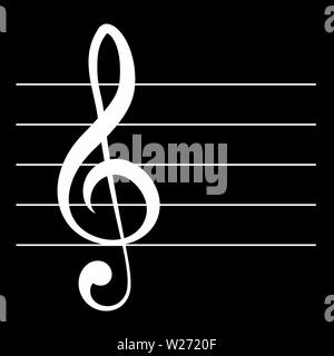 Treble clef symbol on the musical score Stock Vector