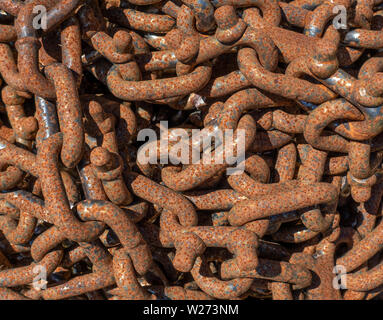 Rusty chain in closeup Stock Photo