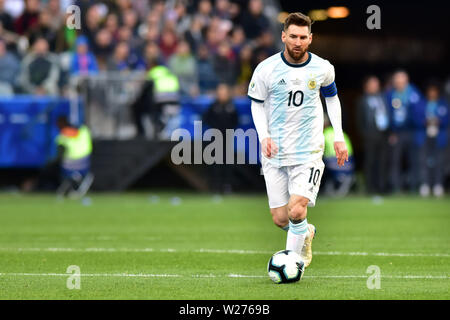Sao Paulo, Brazil, July 06nd, 2019 - Messi - Match between Argentina and Chile, valid for the competition of 3rd place of CONMEBOL Copa América Brasil 2019, held in the Corinthians Arena, on the afternoon of this saturday, 06. (Credit: Eduardo Carmim/Alamy Live News) Stock Photo