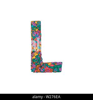 Colorful Floral Ornamental Alphabet, Initial Letter N Font. Vector ...
